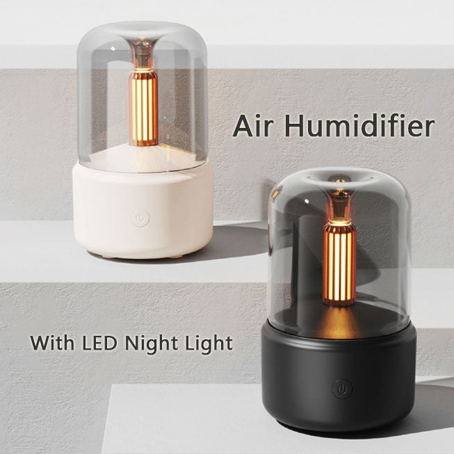 Humidificateur d'Ambiance Lumière Bougie Diffuseur d'Arômes Portable
