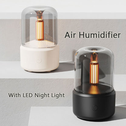 Humidificateur d'Ambiance Lumière Bougie Diffuseur d'Arômes Portable