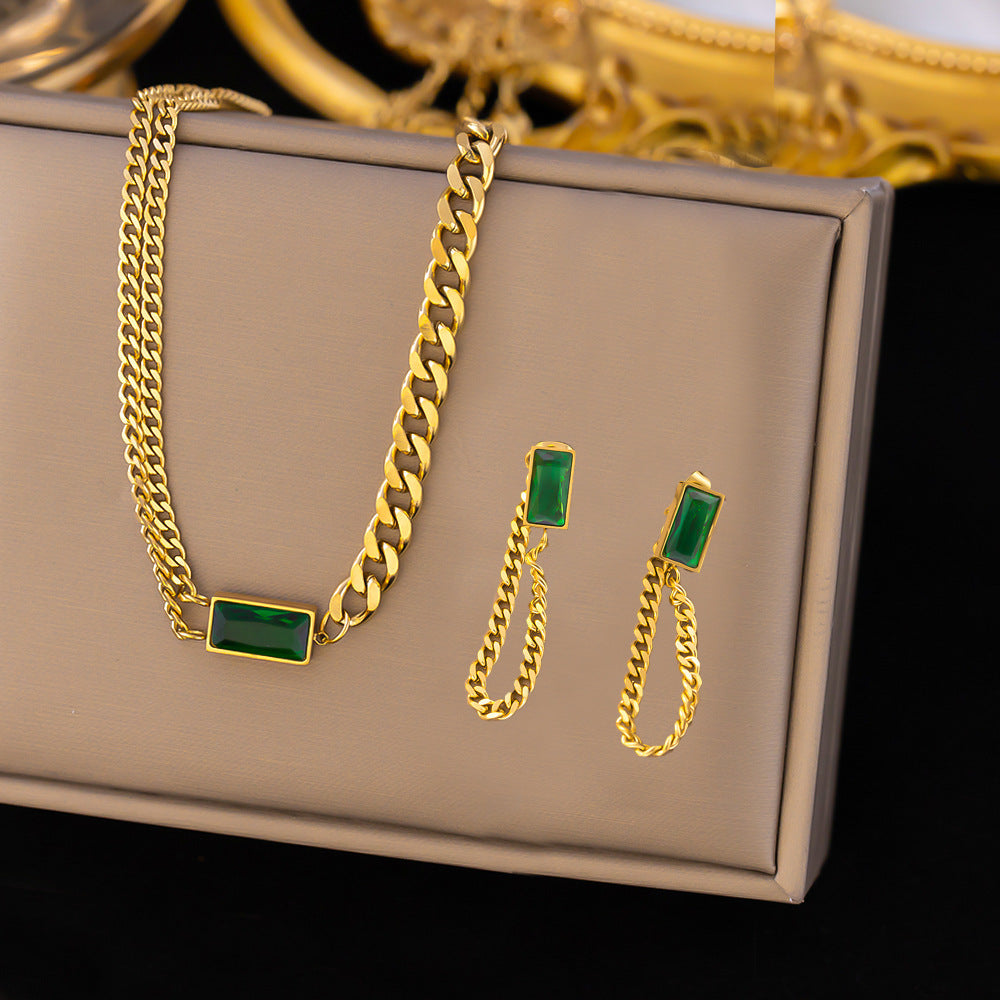 Juego de joyas de acero inoxidable para mujer: collar y pendientes