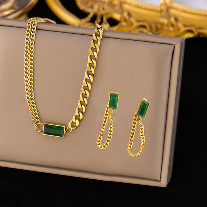 Boucles d'oreilles Collier en acier inoxydable Ensemble de bijoux pour femmes