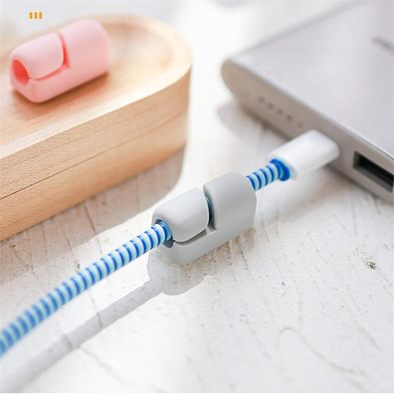 Sujetacables Organizador de Cables de Silicona Procesador USB Enrollador de Escritorio Clip de Gestión Ordenada Protector de Cables Enrollador