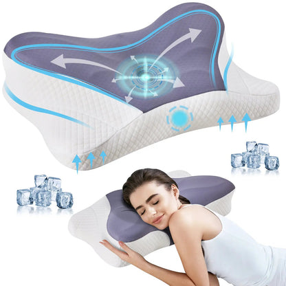 Memory foam cooling pillow, 2-pack, AdTec, with neck support for side sleepers