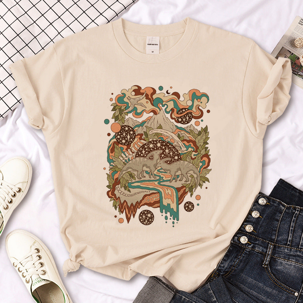 Camiseta de sol gótico de triple luna de bruja para mujer Y2K Des