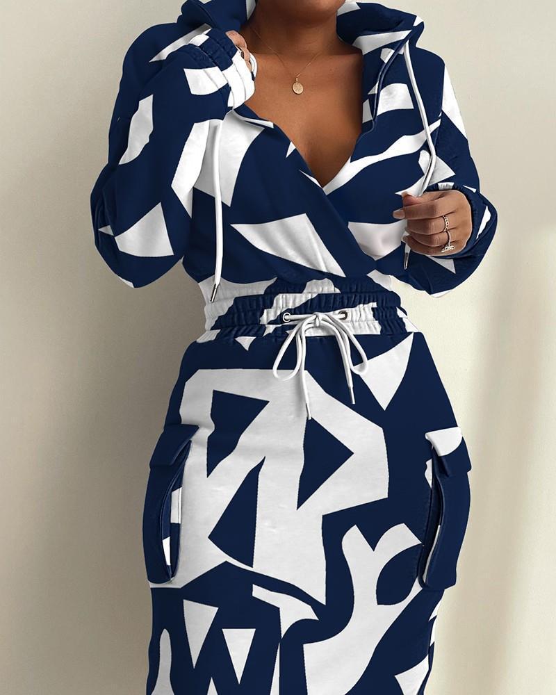 Robe Imprimée à Poches Latérales pour Femme