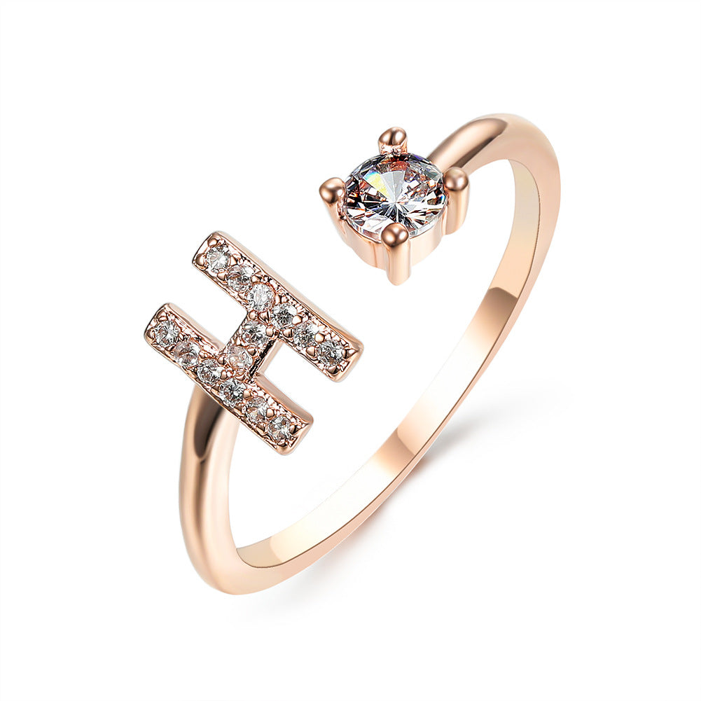 Anillo ajustable de nuevo diseño con 26 letras iniciales, joyería de moda para mujer, joyería simple y elegante