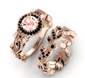 Ornament Rose Gold Floral Leaf Set With  Zirconium Set Ring