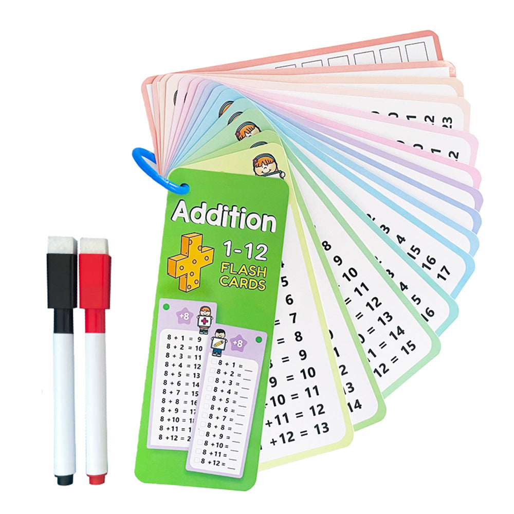15 tarjetas de multiplicación matemática que se pueden borrar repetidamente