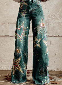 Pantalon décontracté en jean grande taille pour femmes européennes et américaines