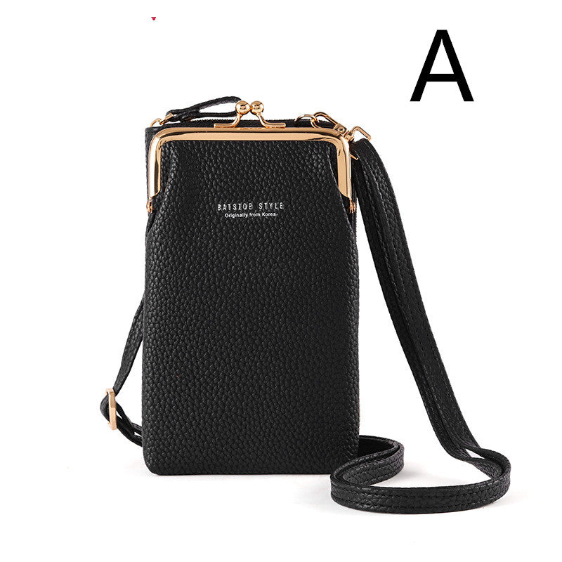 Bolso de Hombro Diagonal de Color Sólido con Patrón Lichi a la Moda