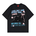 T-shirt à manches courtes avec lettre de chat