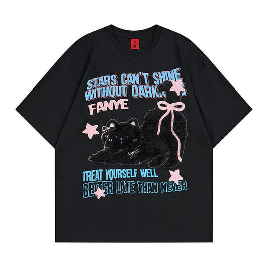 Cat letter short sleeved T-shirt