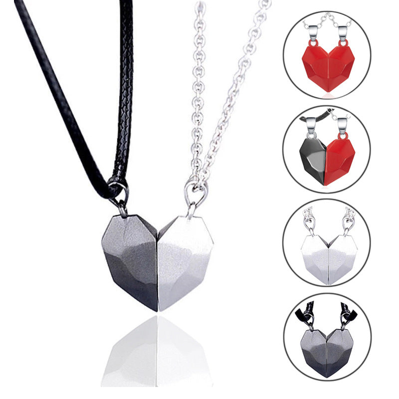 Collier aimanté créatif avec cœur brisé pour hommes et femmes