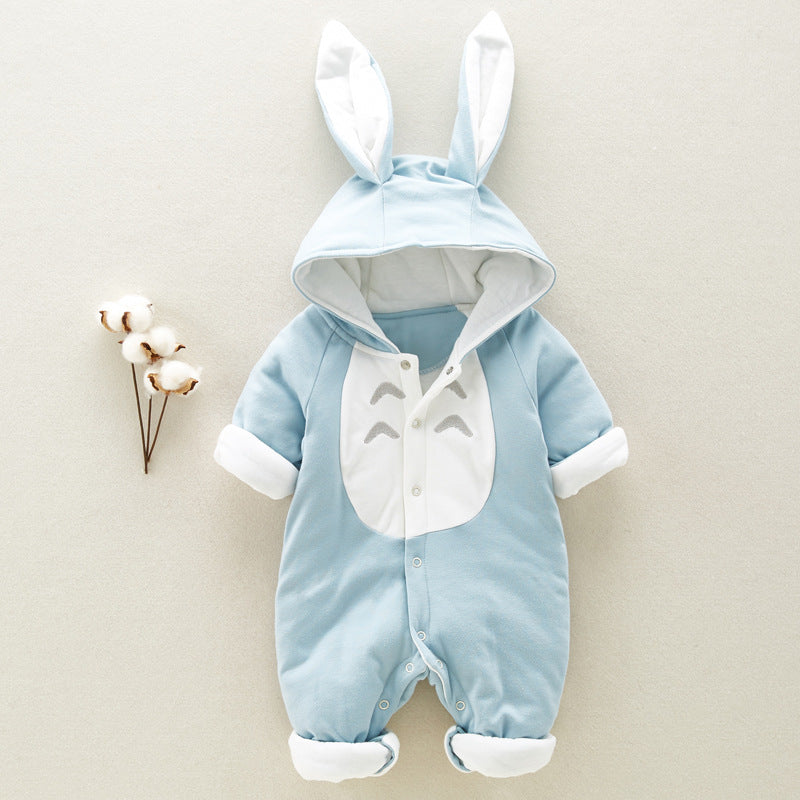 Le nouveau body bébé en coton rembourré en coton, barboteuse bébé épaissie en chinchilla à capuche, grenouillère bébé en coton, vêtements d'escalade pour nouveau-nés.