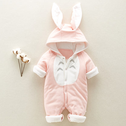 Le nouveau body bébé en coton rembourré en coton, barboteuse bébé épaissie en chinchilla à capuche, grenouillère bébé en coton, vêtements d'escalade pour nouveau-nés.