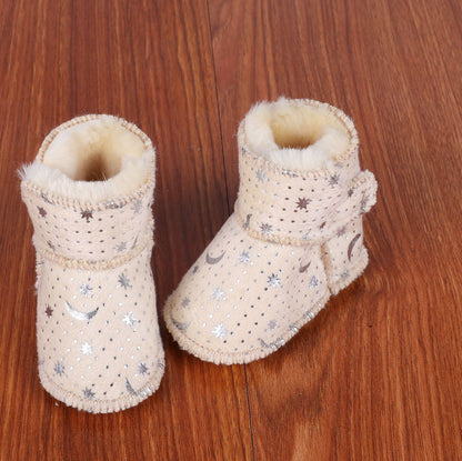 Nouvelles chaussures de bébé antidérapantes à fond souple et fourrure intégrée