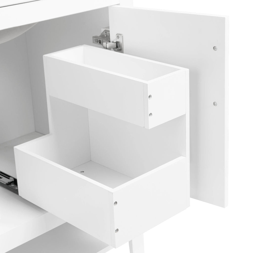 30" Bathroom Vanity with Sink Multi-functional Bathroom Cabinet with Doors and Drawers Solid Frame and MDF Board, White by eprolo