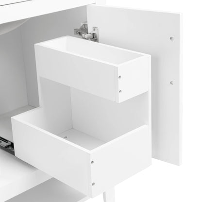 30" Bathroom Vanity with Sink Multi-functional Bathroom Cabinet with Doors and Drawers Solid Frame and MDF Board, White by eprolo