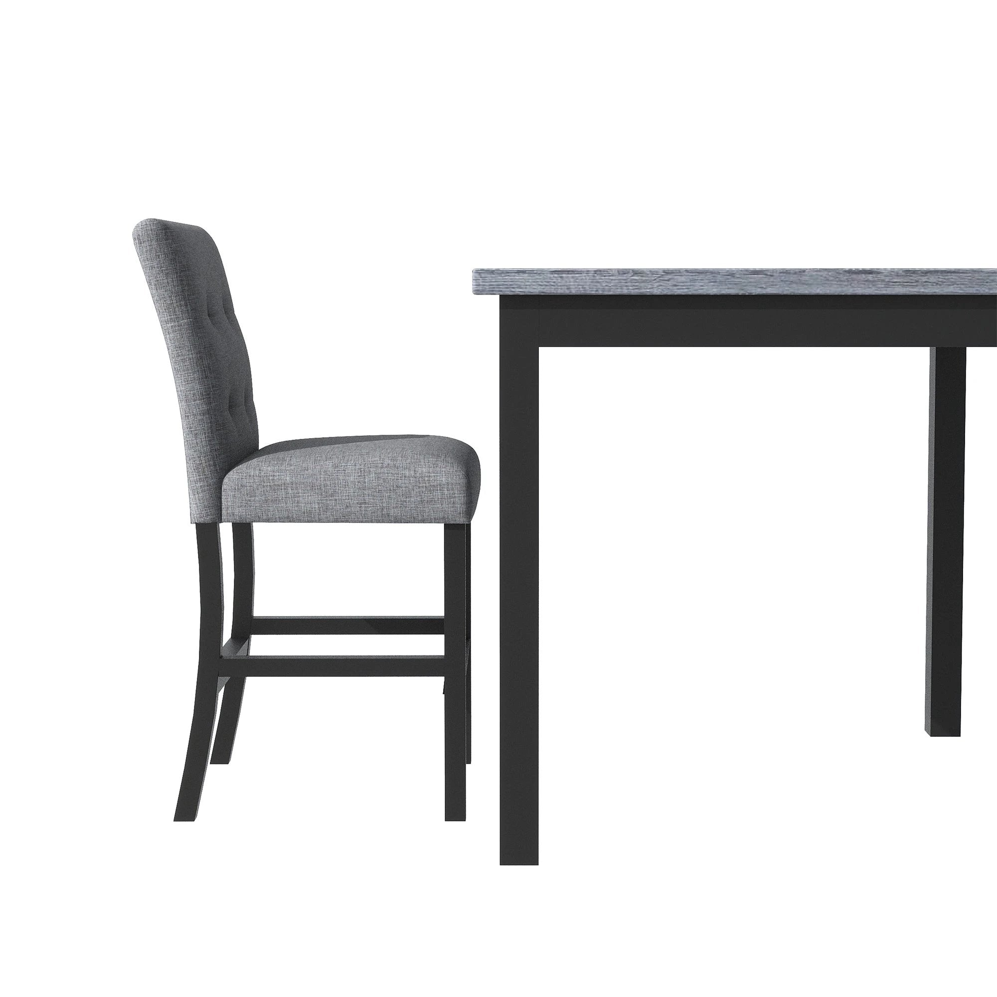 TOPMAX 5-piece cabinet dining table set, wooden square dining table and chairs, and 4 soft cushioned high back chairs in black by eprolo