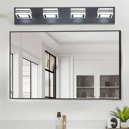 LED Modern Black Vanity Lights, 4-Lights Acrylic Matte Black Bathroom Vanity Lights Over Mirror by eprolo