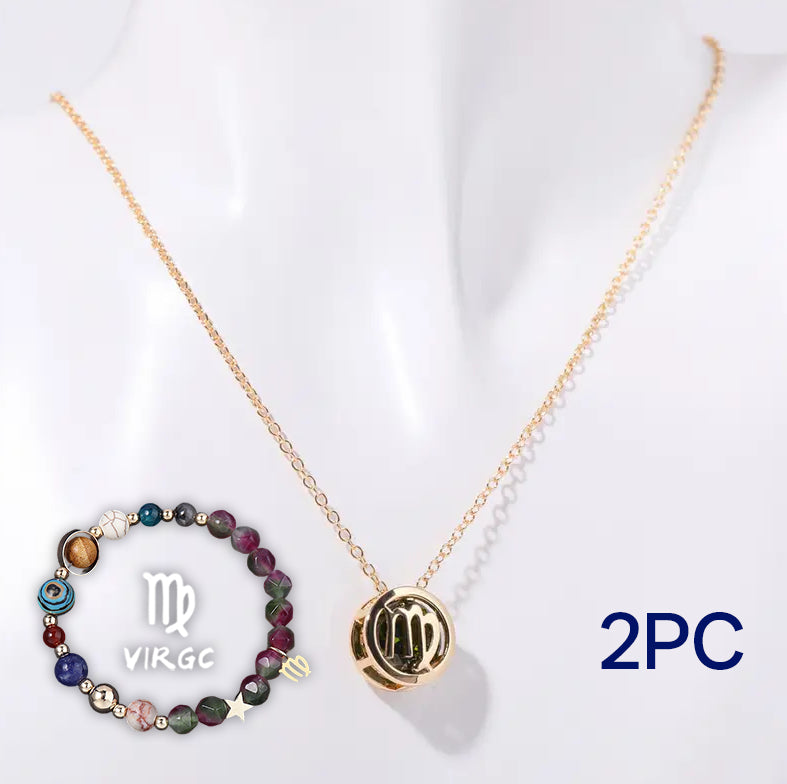 Parure de collier et bracelet en perles de pierre naturelle