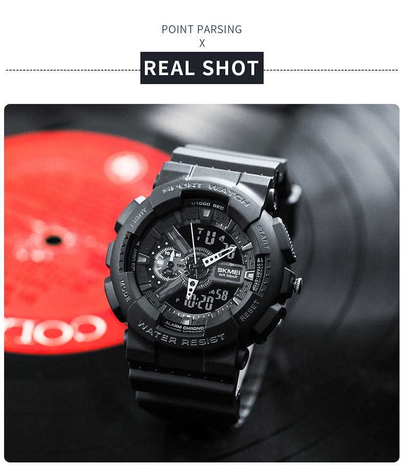 Reloj electrónico deportivo clásico negro y dorado con doble pantalla para estudiantes, reloj para adolescentes, niños y niñas