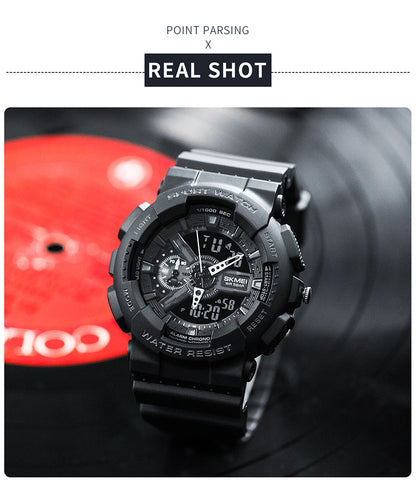 Reloj electrónico deportivo clásico negro y dorado con doble pantalla para estudiantes, reloj para adolescentes, niños y niñas