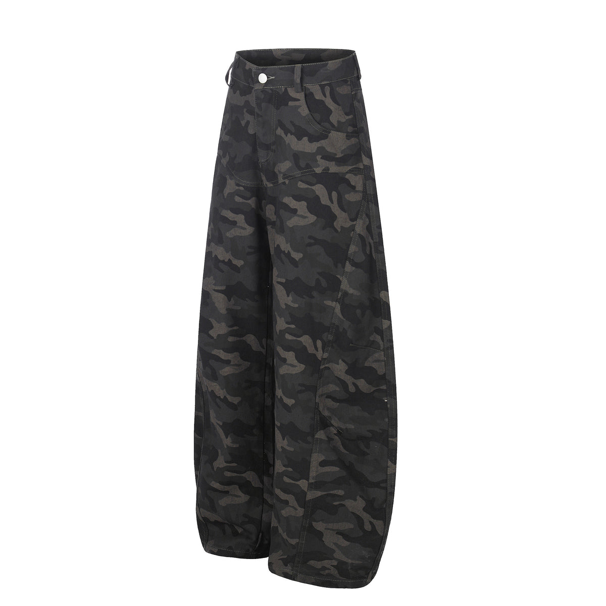 Pantalon cargo camouflage en jean, coupe couteau, unisexe, ample et large
