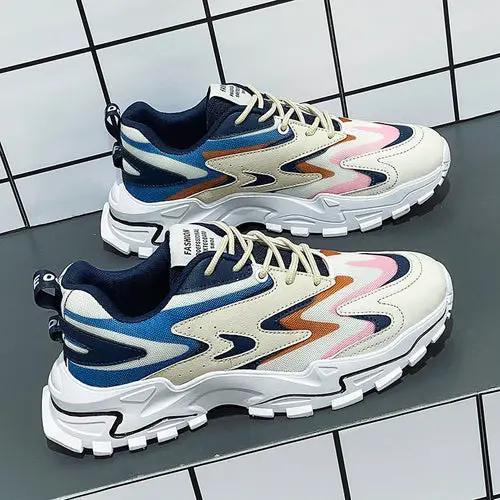 RunFlex breathable mesh sneakers by PrimeCanada.Store; pair in white, blue, pink accents.