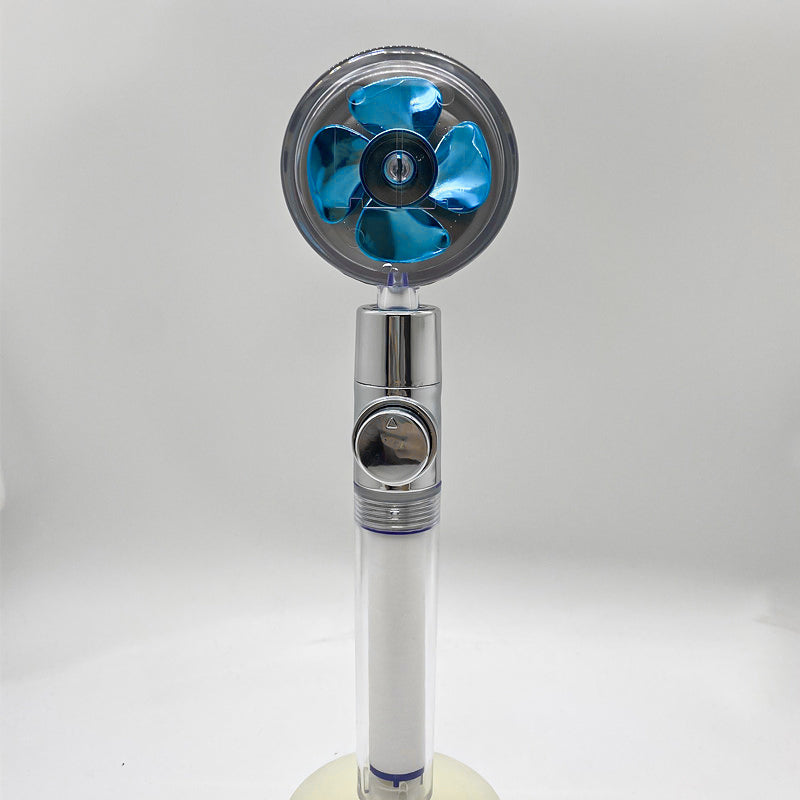 Cabezal de Ducha con Ahorro de Agua, Flujo Giratorio 360 Grados con Pequeño Ventilador, Boquilla Rociadora de Alta Presión de Lluvia de ABS, Accesorios de Baño