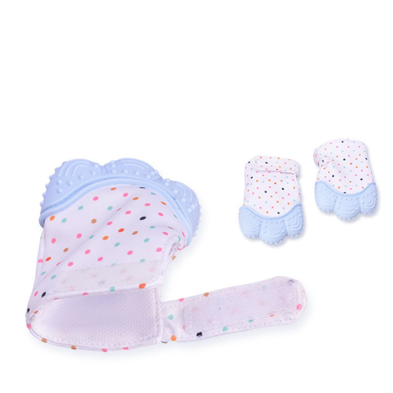 Anneau de dentition pour bébé, gants molaires en silicone anti-morsure, jouets sonores pour enfants