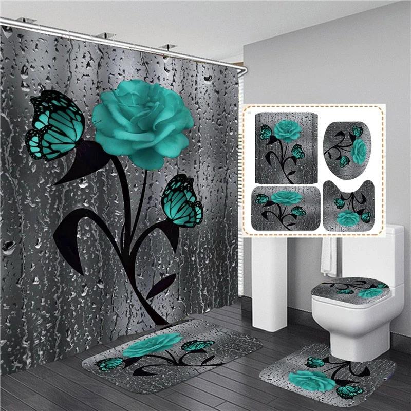 Hot HD Digital Printing Polyester Waterproof Polyester Flower Bathroom Hotel Shower Curtain by eprolo