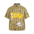 Chemise brodée fille aux cheveux longs et chiot