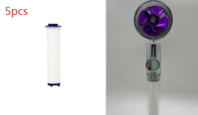 Cabezal de Ducha con Ahorro de Agua, Flujo Giratorio 360 Grados con Pequeño Ventilador, Boquilla Rociadora de Alta Presión de Lluvia de ABS, Accesorios de Baño