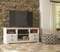 Willowton - 2 Pc. - 64" TV Stand with Faux Firebrick Fireplace Insert - Whitewash-1