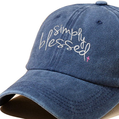 Casquette de baseball brodée de lettres anglaises à large bord «Simply Blessed»