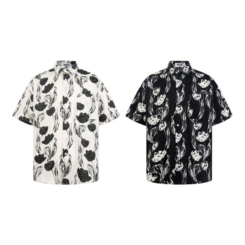 Floral printed short sleeved shirt