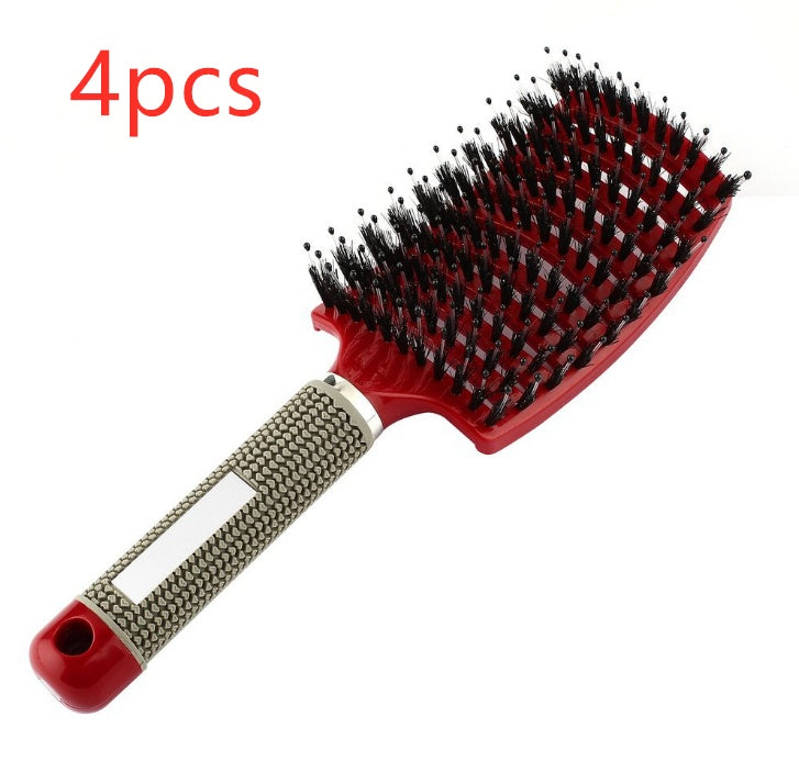 Cepillo para el cabello antinudos Brushy, desenredante para mujer, cerdas de nailon, masajeador de cuero cabelludo, peine para el cabello
