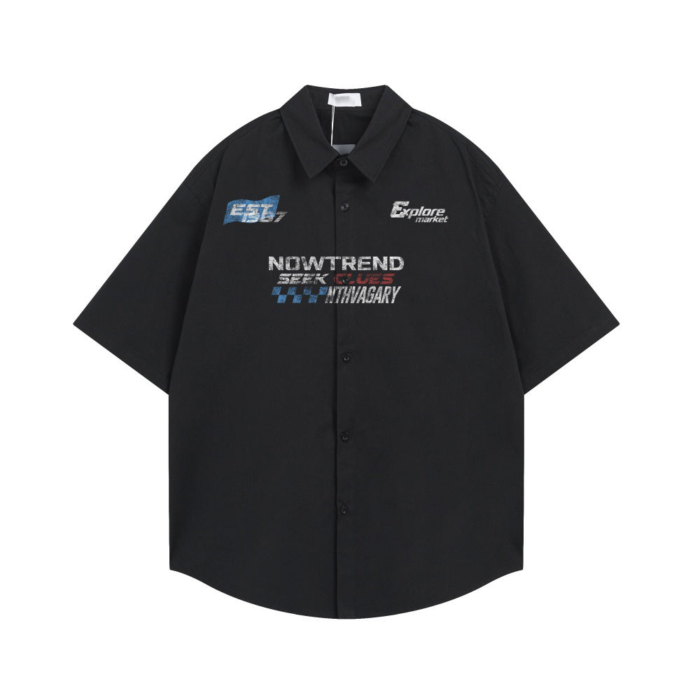 Chemise ample à manches courtes et imprimé lettrage