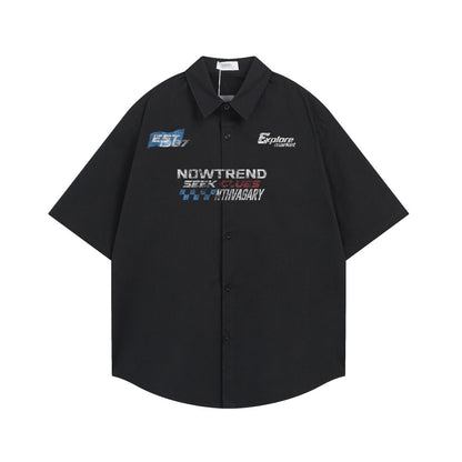 Chemise ample à manches courtes et imprimé lettrage