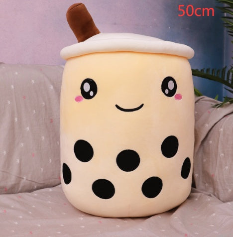 Peluche Boisson Fruitée Mignonne en Forme de Fraise Lait Thé Peluche Jouet Tasse à Thé Boba Oreiller Coussin Thé aux Perles Cadeau pour Enfants