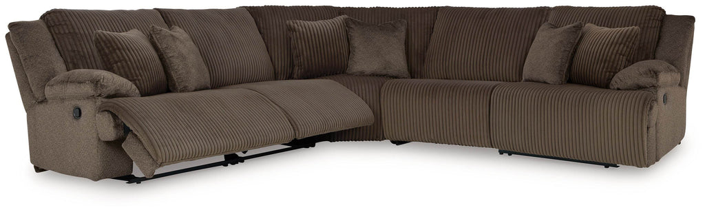 Top Tier - 5-Piece Reclining Sectional - Fabric - Chocolate-2