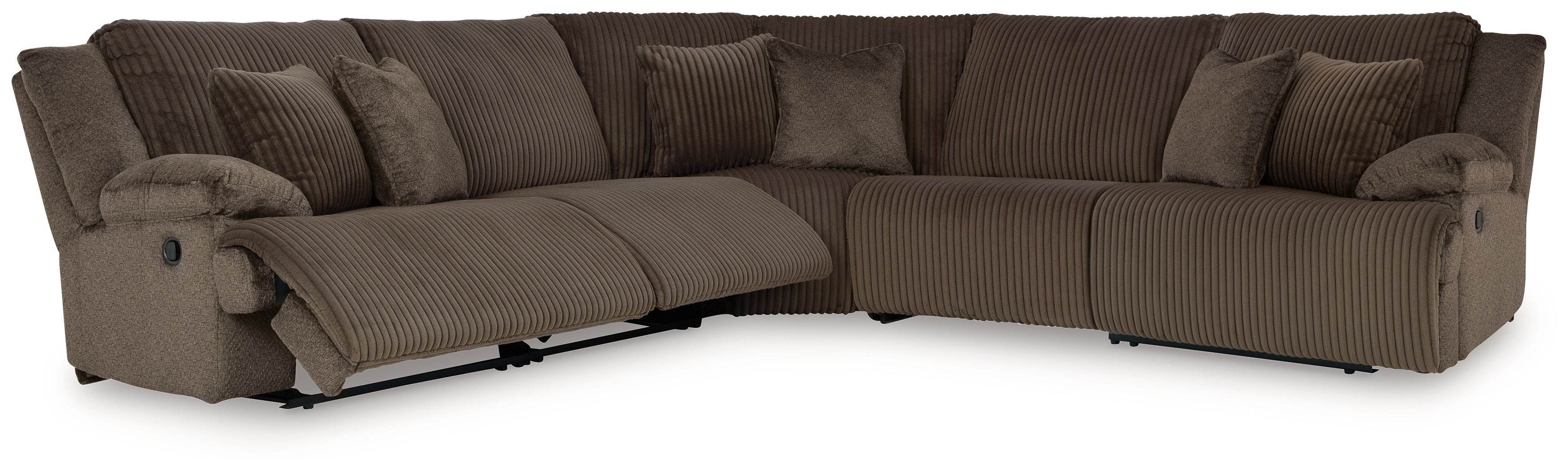 Top Tier - 5-Piece Reclining Sectional - Fabric - Chocolate-2