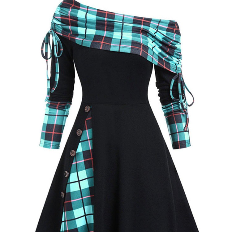 Nouvelle Robe Longue D'Automne Et D'Hiver Pour Femmes Avec Grande Balançoire À La Taille Et Manches Longues À Épaule Dénudée