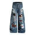 Pantalon de travail en jean brodé