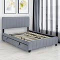 Queen Size Velvet Upholstered Platform Bed with 2 Drawers by eprolo