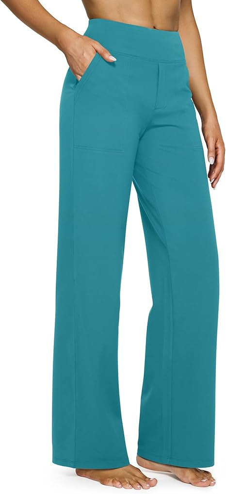 Pantalon droit taille haute en maille à poches