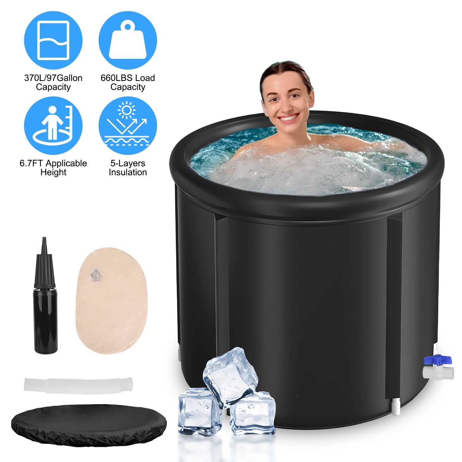 Baignoire de glace grand format de 367 litres