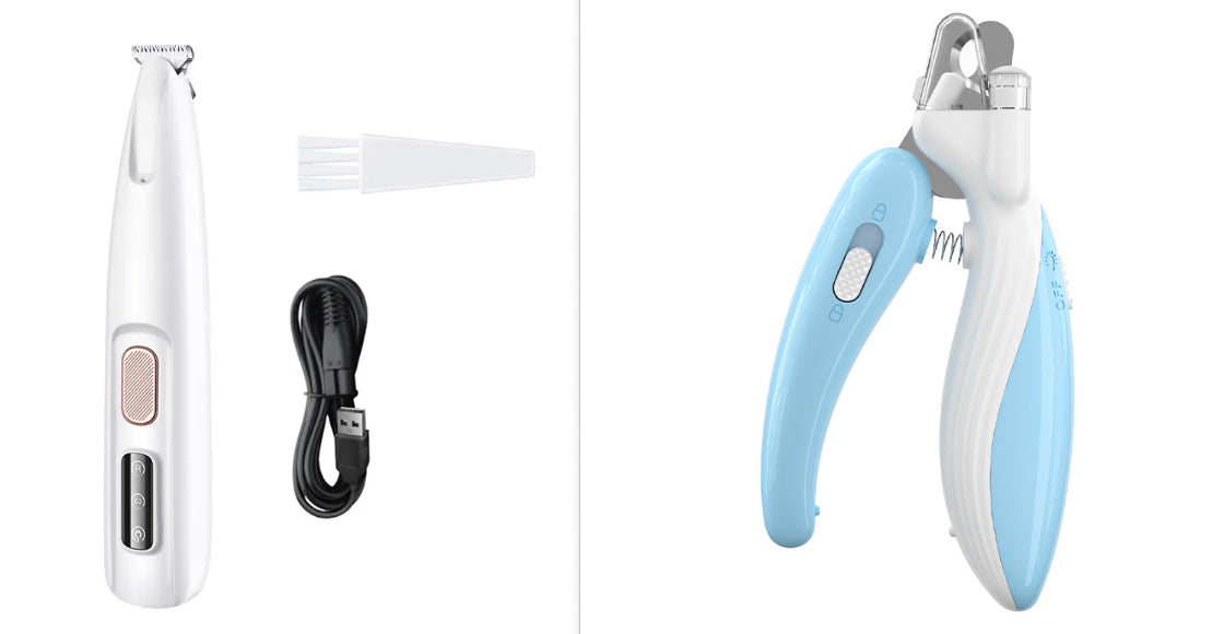 Recortador de patas para perros con luz LED, totalmente impermeable, con pantalla LED, cuchilla ancha