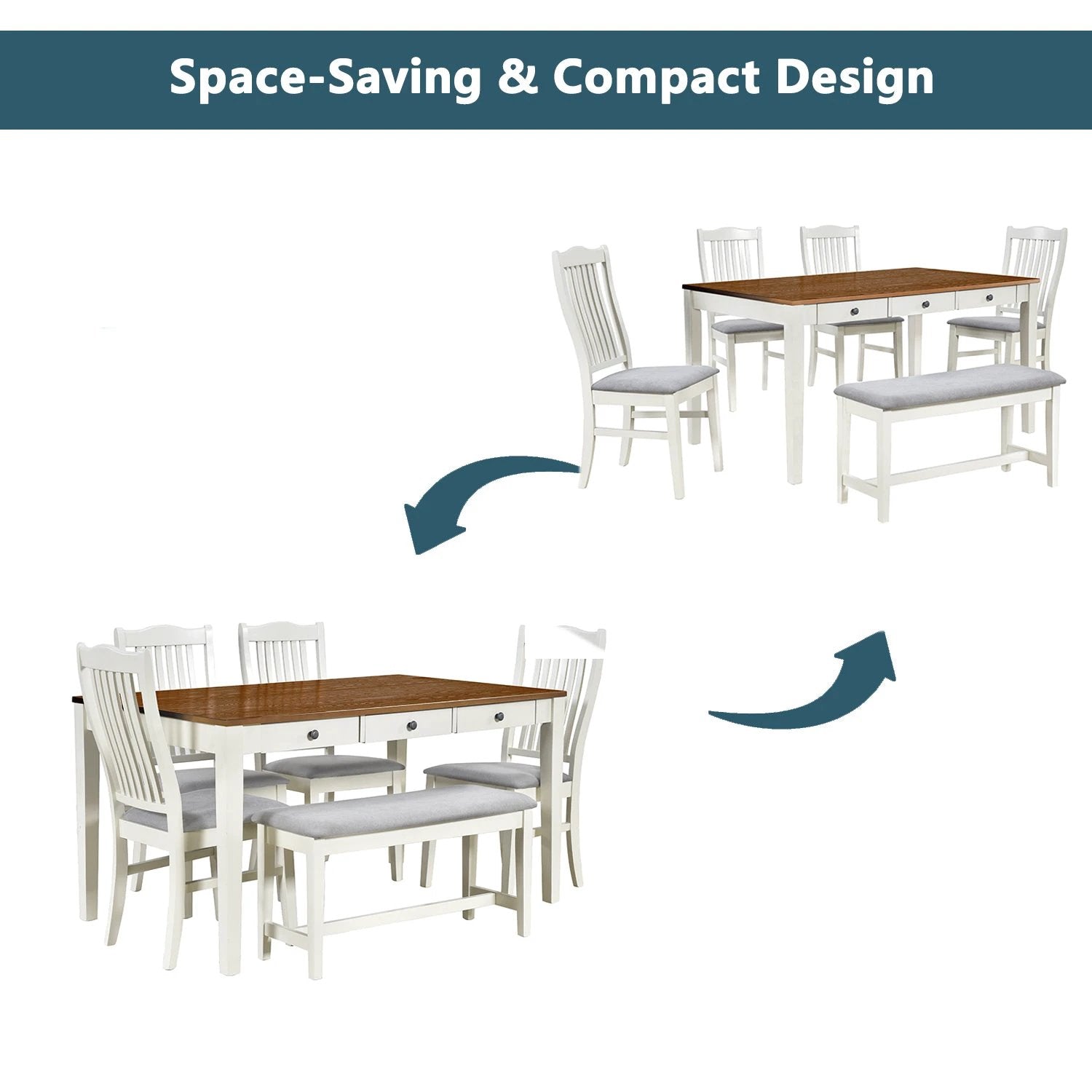 TOPMAX Mid-Century 6-Piece Wood Dining Table Set by eprolo