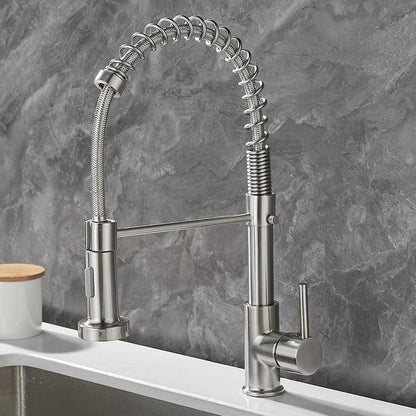 All copper rotatable cold and hot water dual mode sink, kitchen spring faucet by eprolo